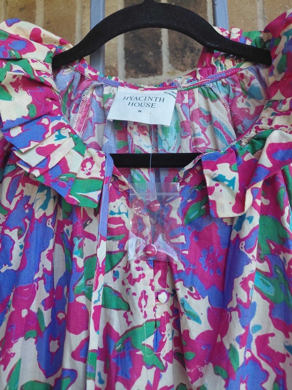 Floral Puff-Sleeve Tiered Dress in Purple & Pink #B32 - Picture 5 of 9